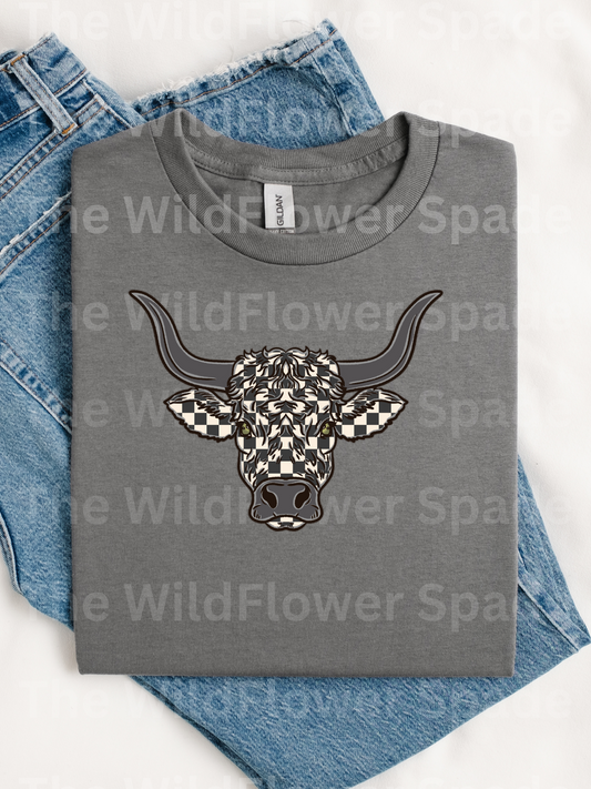Checkered Long Horn Graphic Tee