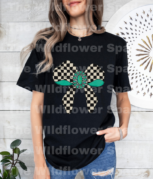 Checkered Bow Graphic Tee