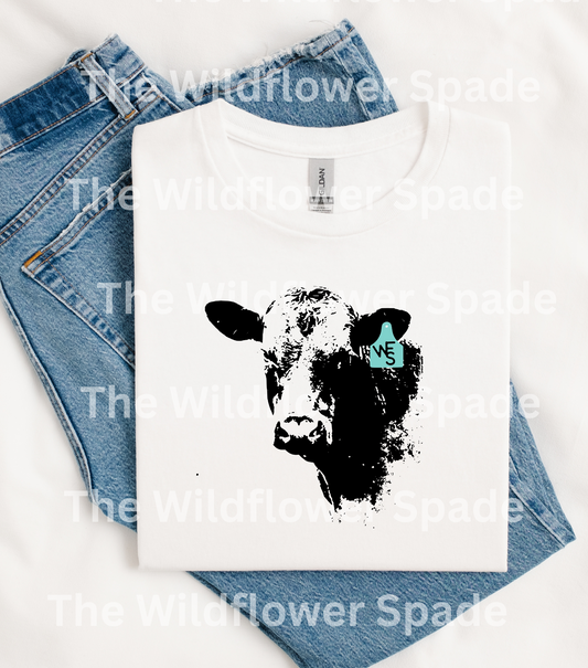 Cow Tag Bull Graphic Cut To Crop Tee