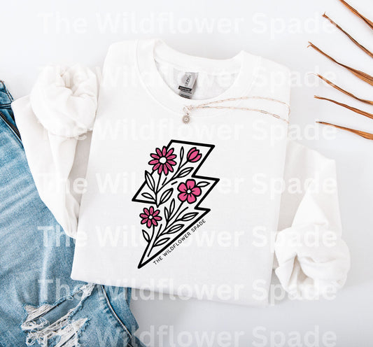 Wildflower Lightning Bolt Graphic Crewneck