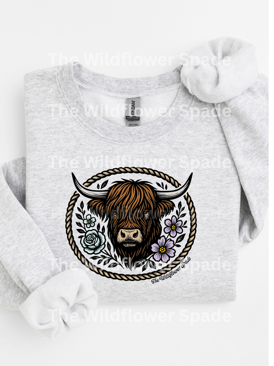 Wildflower Highland Cow Graphic Tee