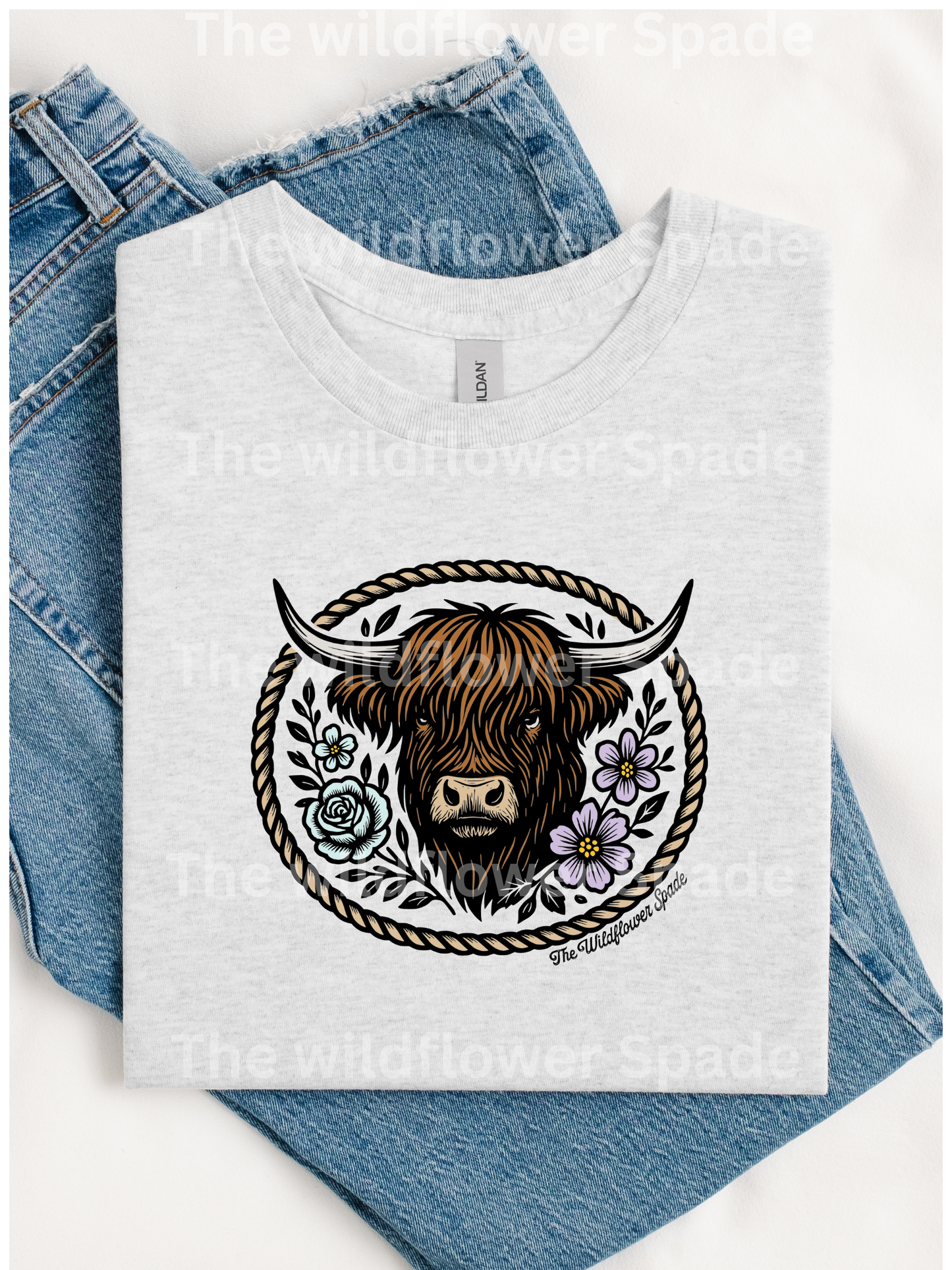 Wildflower Highland Cow Graphic Tee