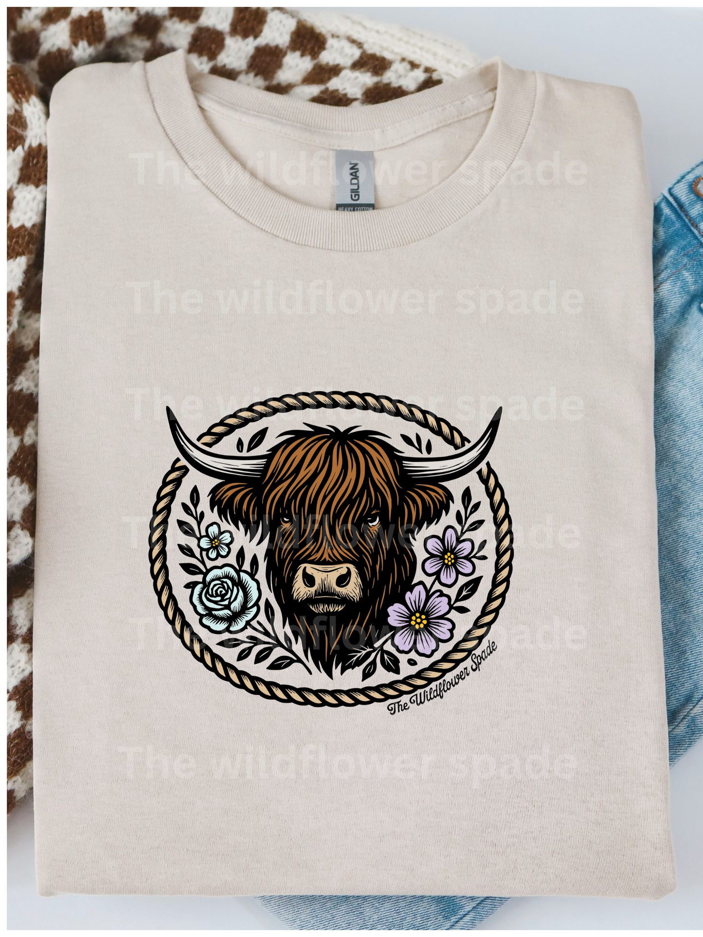 Wildflower Highland Cow Graphic Tee