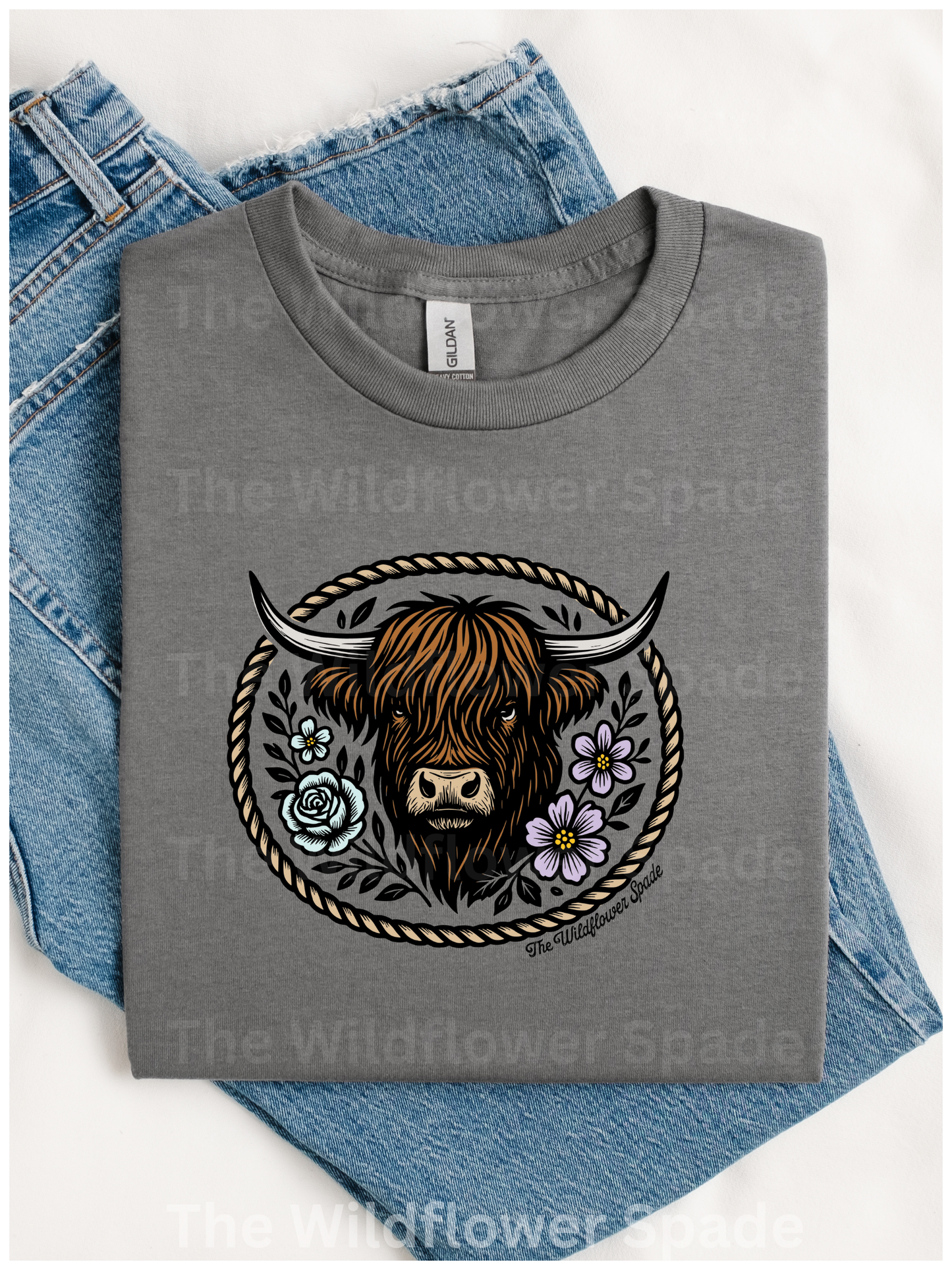Wildflower Highland Cow Graphic Tee