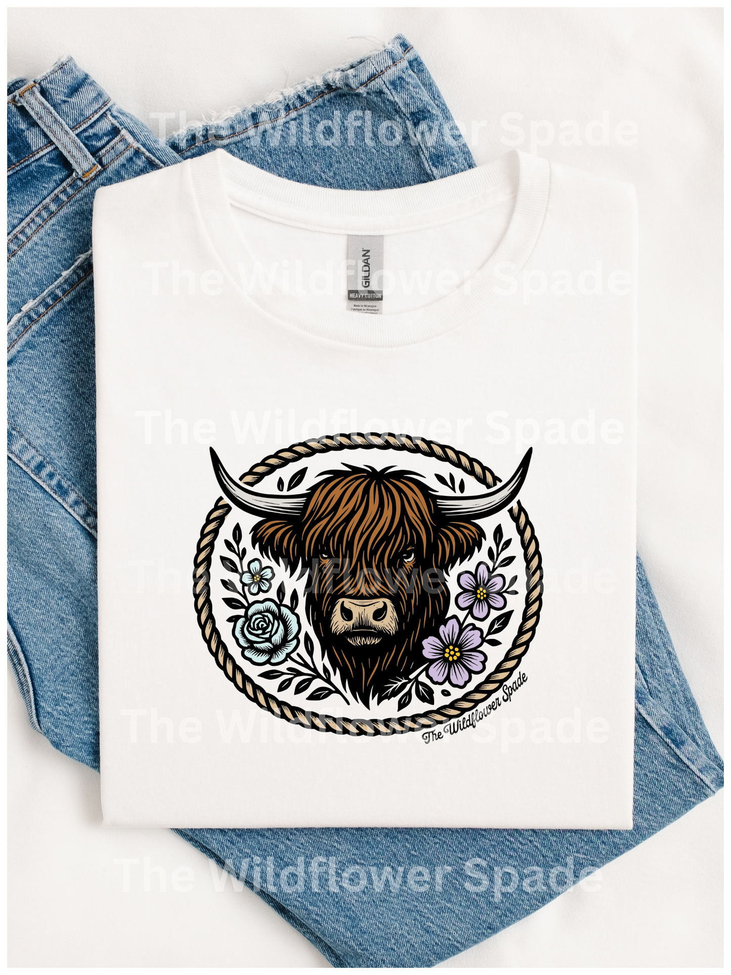 Wildflower Highland Cow Graphic Tee